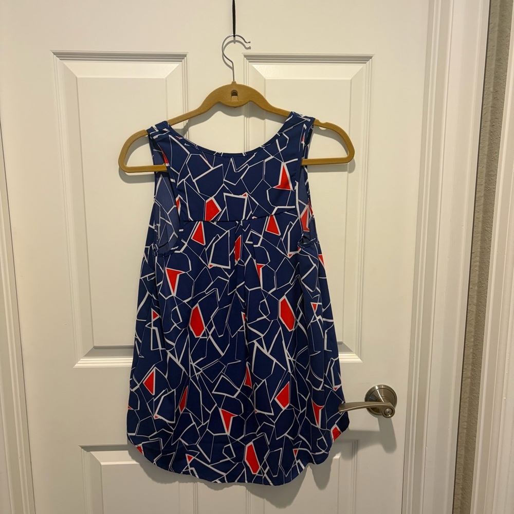 Halogen Navy Geometric Tank with Red and White Accents